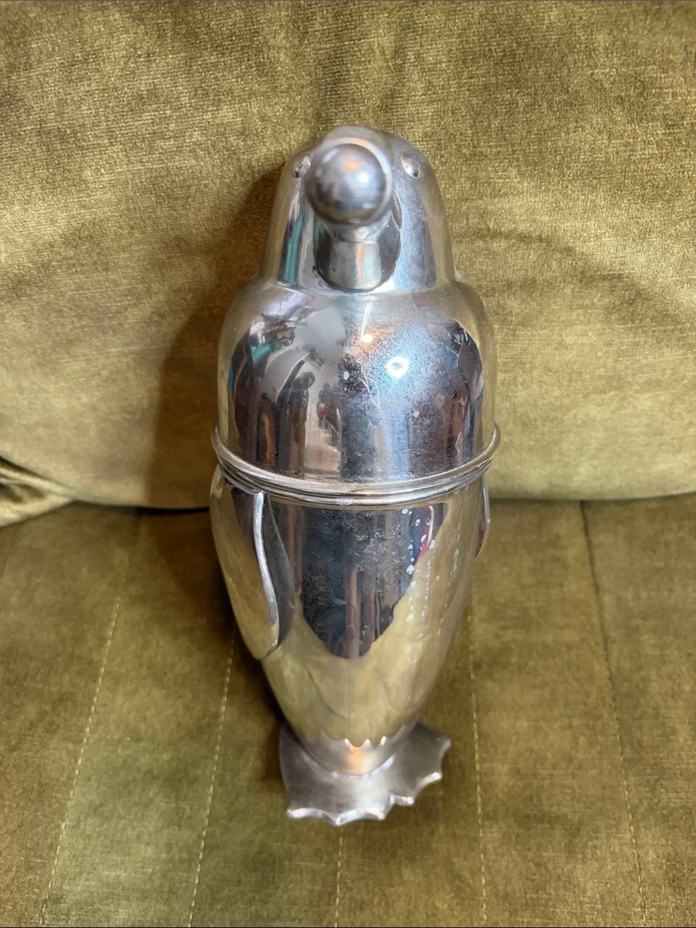 Restoration hardware Silver-Tone Penguin Cocktail Shaker with Handle and lid
